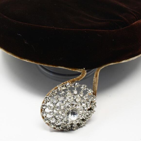 Vintage Brown Velvet Cocktail Hat 2\